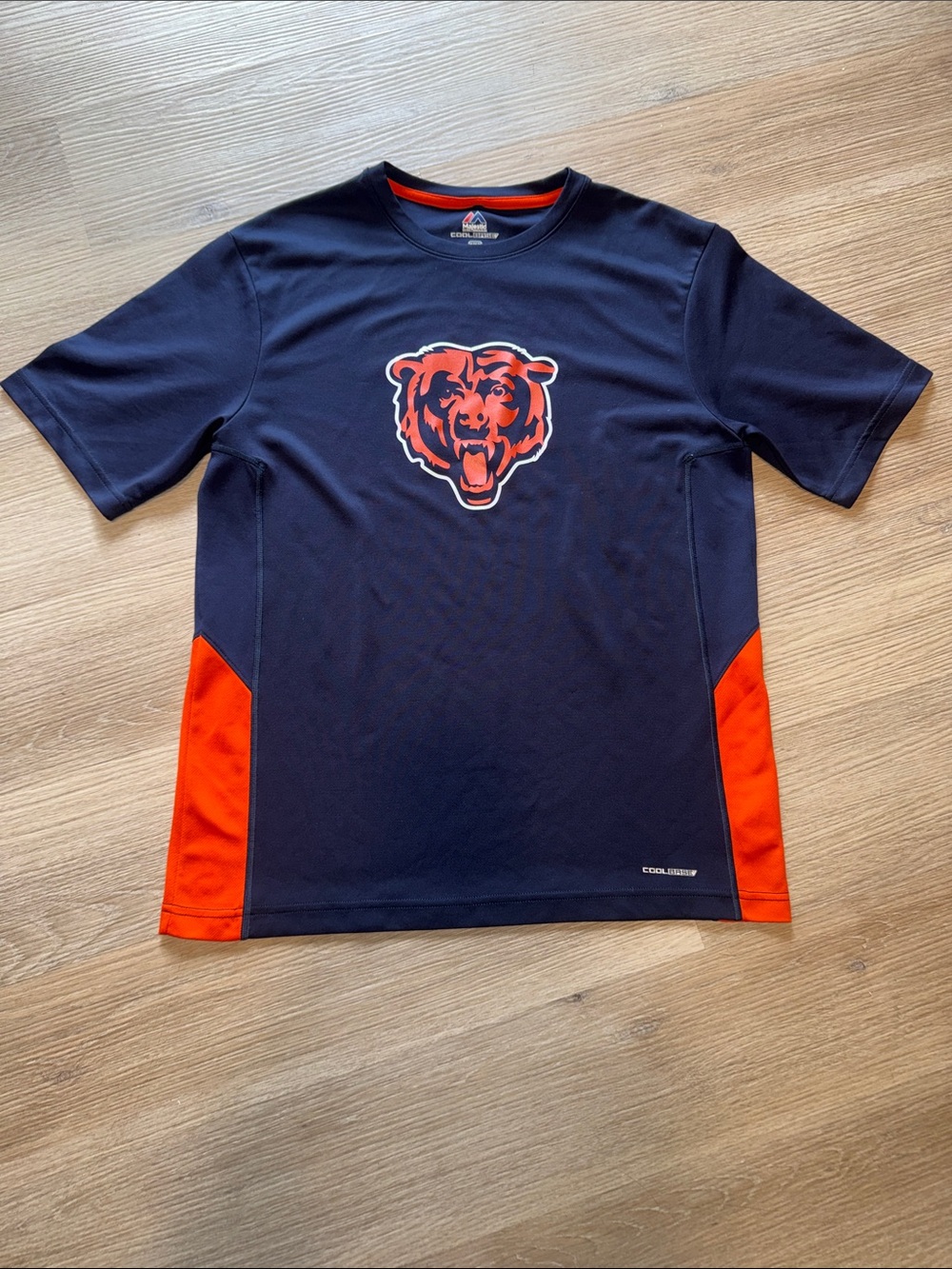 MAJESTIC COOL BASE Chicago Bears Football Navy & Orange Short Sleeve Tee Shirt